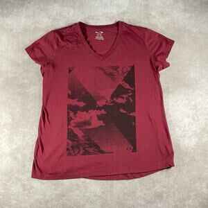 Women Oakley Hydrolix Maroon Mountain Clouds Outdoor T-shirt